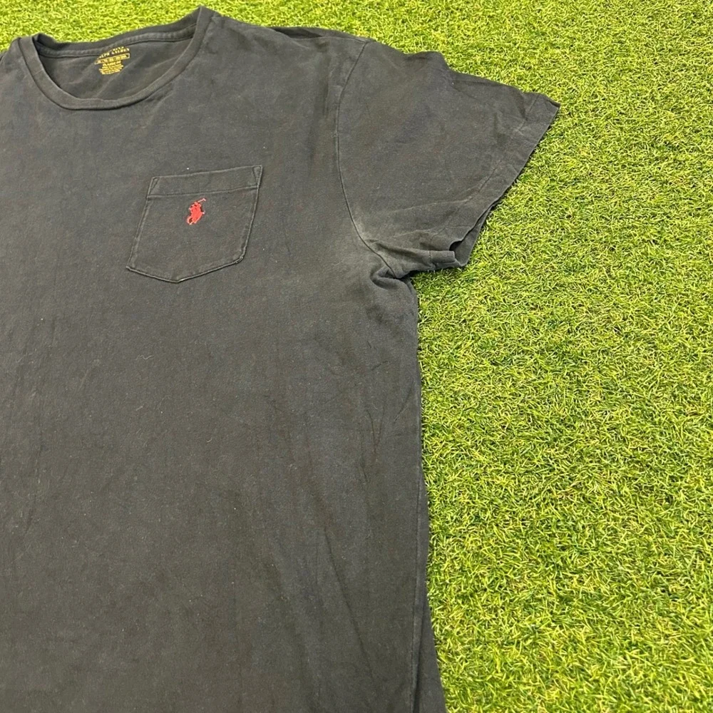 Polo Ralph Lauren Mens XL Black Classic Fit Pocket T-Shirt Red Pony Logo Cotton